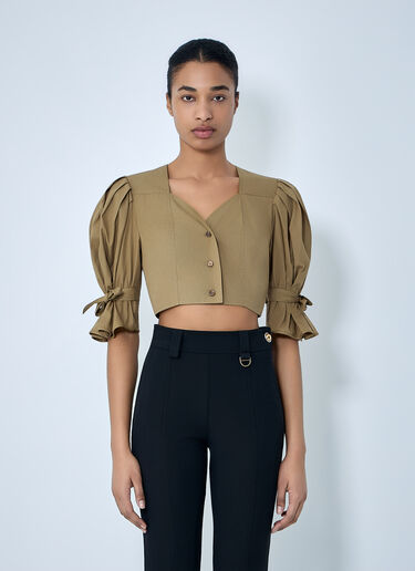 Structured Cropped Blouse Chloé Structured Cropped Blouse Olive chl0264005