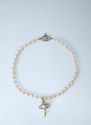 Vivienne Westwood One Row Pearl Drop Choker Silver vvw0366038