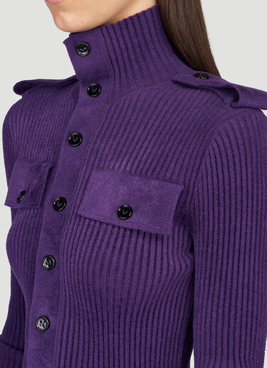 Bottega Veneta Mock Neck Knit Mini Dress Purple bov0246063
