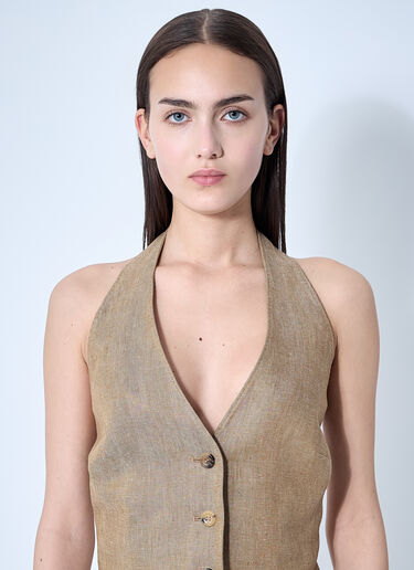 Max Mara Sauro Halterneck Waistcoat Brown max0260002