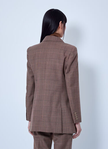 LN-CC® - Max Mara: Double-Breasted Checked Blazer - Brown Max Mara Double-Breasted Checked Blazer Brown max0266018