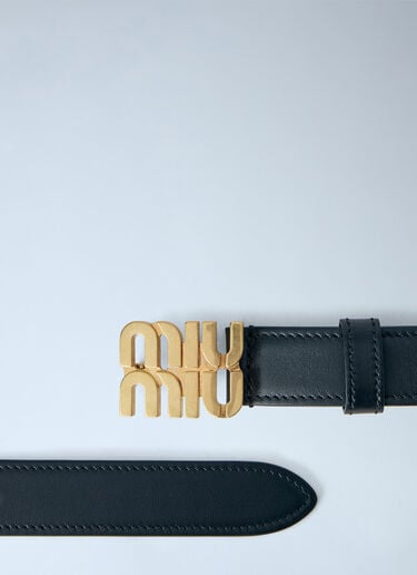 LN-CC® - Miu Miu: Logo Buckle Leather Belt - Black Miu Miu Logo Buckle Leather Belt Black miu0366040