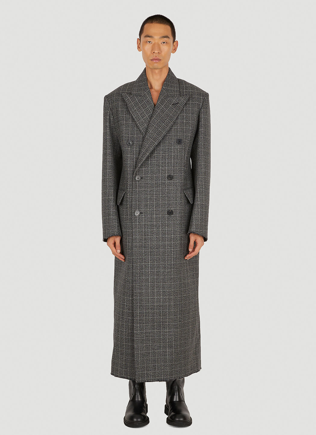 Double breasted check sales coat