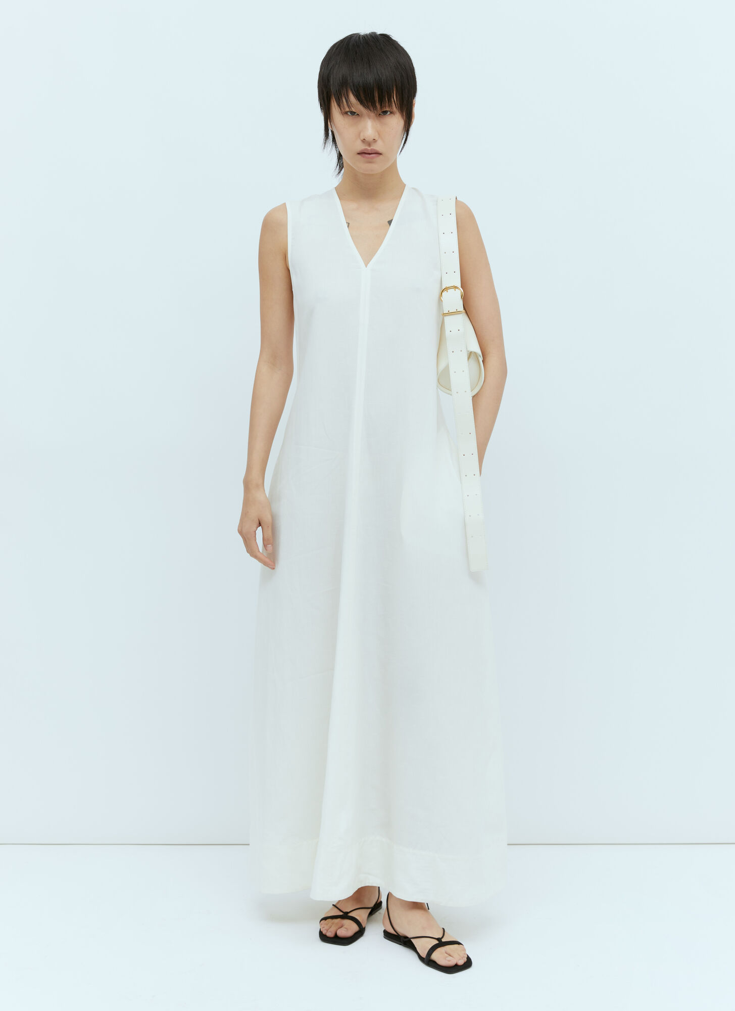Totême Toteme Women Fluid V Neck Maxi Dress In White