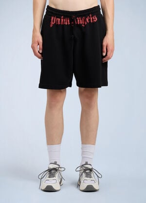 Palm Angels Waist Logo Sweatshorts Black pma0164106