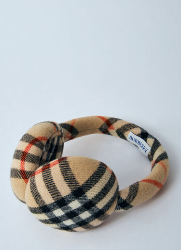 Burberry Check Wool Earmuffs Sand bur0159031