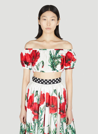 Dolce & Gabbana Poppy Print Bardot Top Red dol0251015