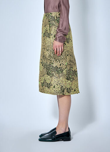 Dries Van Noten Floral Jacquard A-Line Midi Skirt Gold dvn0266025