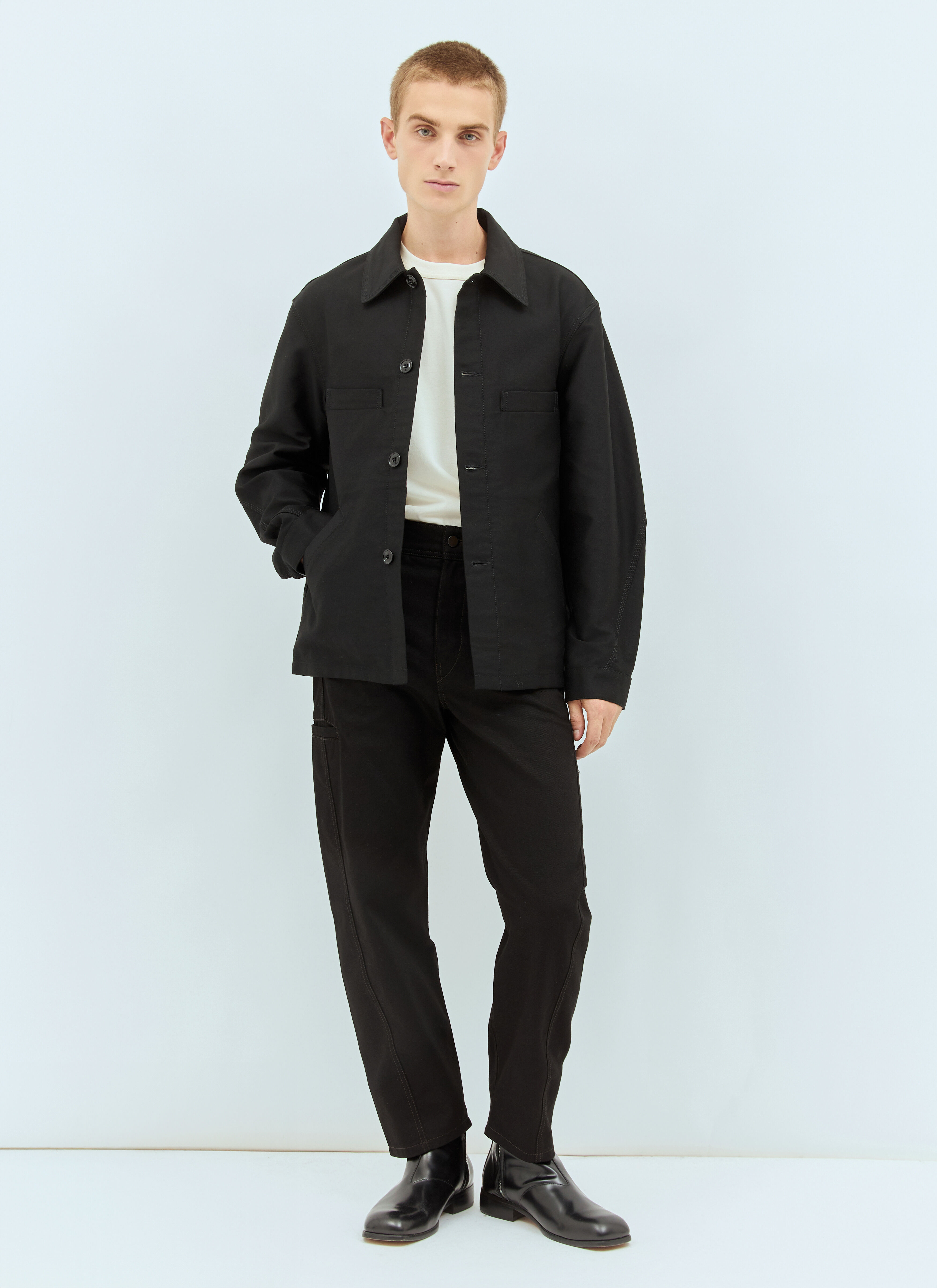 Lemaire Men's' Twisted Sleeve Workwear Jacket in Black | LN-CC®