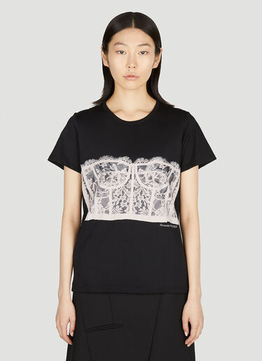 Alexander McQueen Bustier Print T-Shirt Black amq0251039
