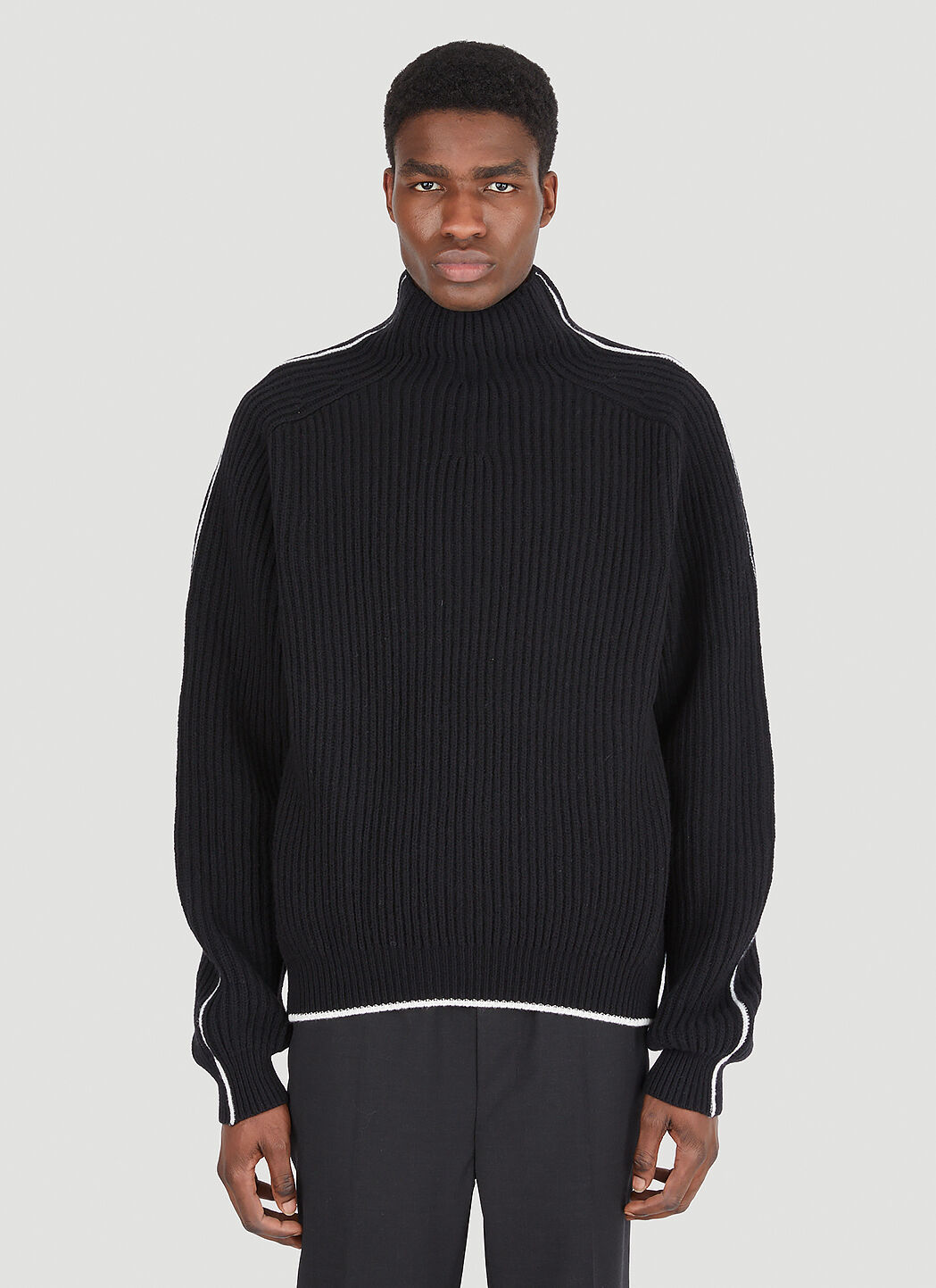 Tom Wood Men s Side Stripe Sweater in Black LN CC