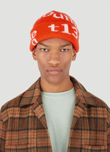 Acne Studios Typo Knit Beanie Hat Orange acn0145015