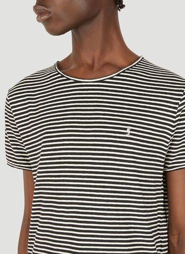 Saint Laurent Striped Logo T-Shirt Black sla0147009