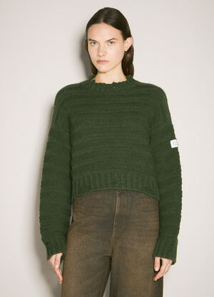 MM6 Maison Margiela Cropped Crewneck Sweater White mmm0259003