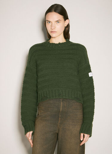 MM6 Maison Margiela Cropped Crewneck Sweater Green mmm0257006