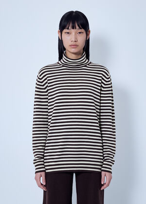 Max Mara Striped Turtleneck Sweater Beige max0266025