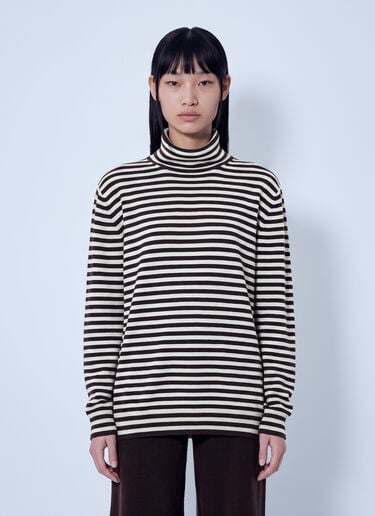 LN-CC® - Max Mara: Striped Turtleneck Sweater - Beige Max Mara Striped Turtleneck Sweater Beige max0266025