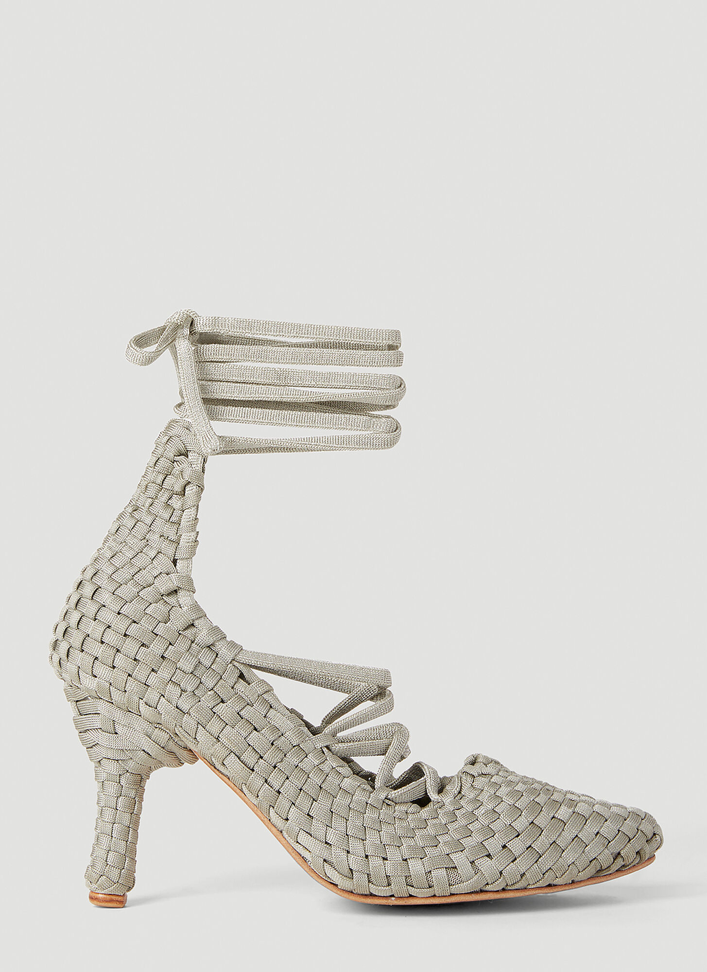 Isa Boulder Weavestrap Heels In Silver