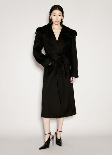 Saint Laurent Cashmere And Wool Belted Coat Black sla0254026