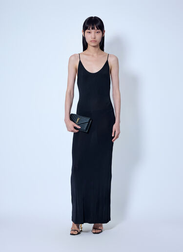 LN-CC® - Saint Laurent: Cassandre Chain Backless Dress - Black Saint Laurent Cassandre Chain Backless Dress Black sla0265009