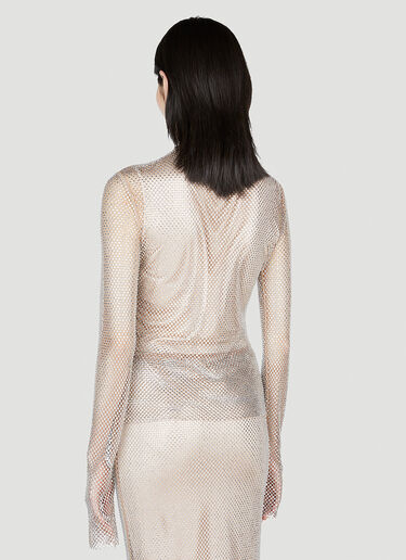 Sportmax Noemi Rhinestone Mesh Top Beige spx0253005