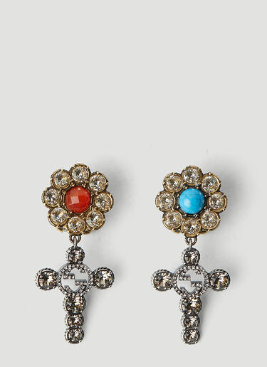 Gucci Cross Crystal Earrings Silver guc0245014