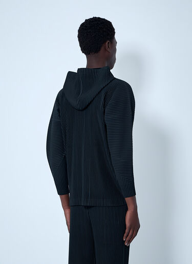 Homme Plissé Issey Miyake Pinstripe Hooded Jacket Black hmp0164002