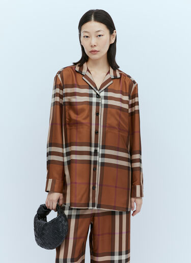 Burberry Jackie Check Pyjama Shirt Brown bur0253027