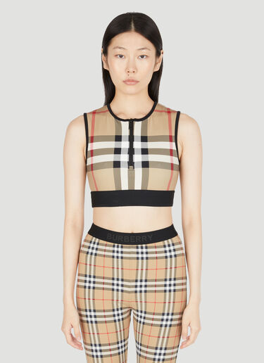 Burberry Zadie Check Crop Top Beige bur0253029