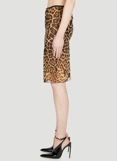 Saint Laurent Leopard Print Midi Skirt Brown sla0251051