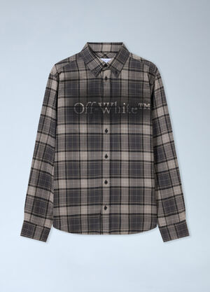 Off-White Spray Book Check Flannel Shirt Grey ofw0162076
