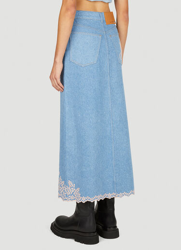 Rabanne Embroidered Denim Skirt Blue pac0252005