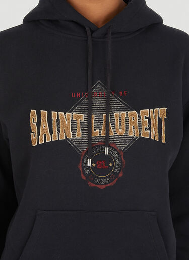 Saint Laurent Logo Print Hooded Sweatshirt Black sla0246014