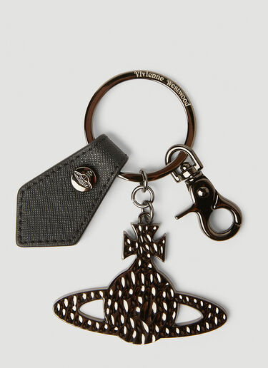 Vivienne Westwood Saffiano Hammered Orb Keyring Black vvw0150031
