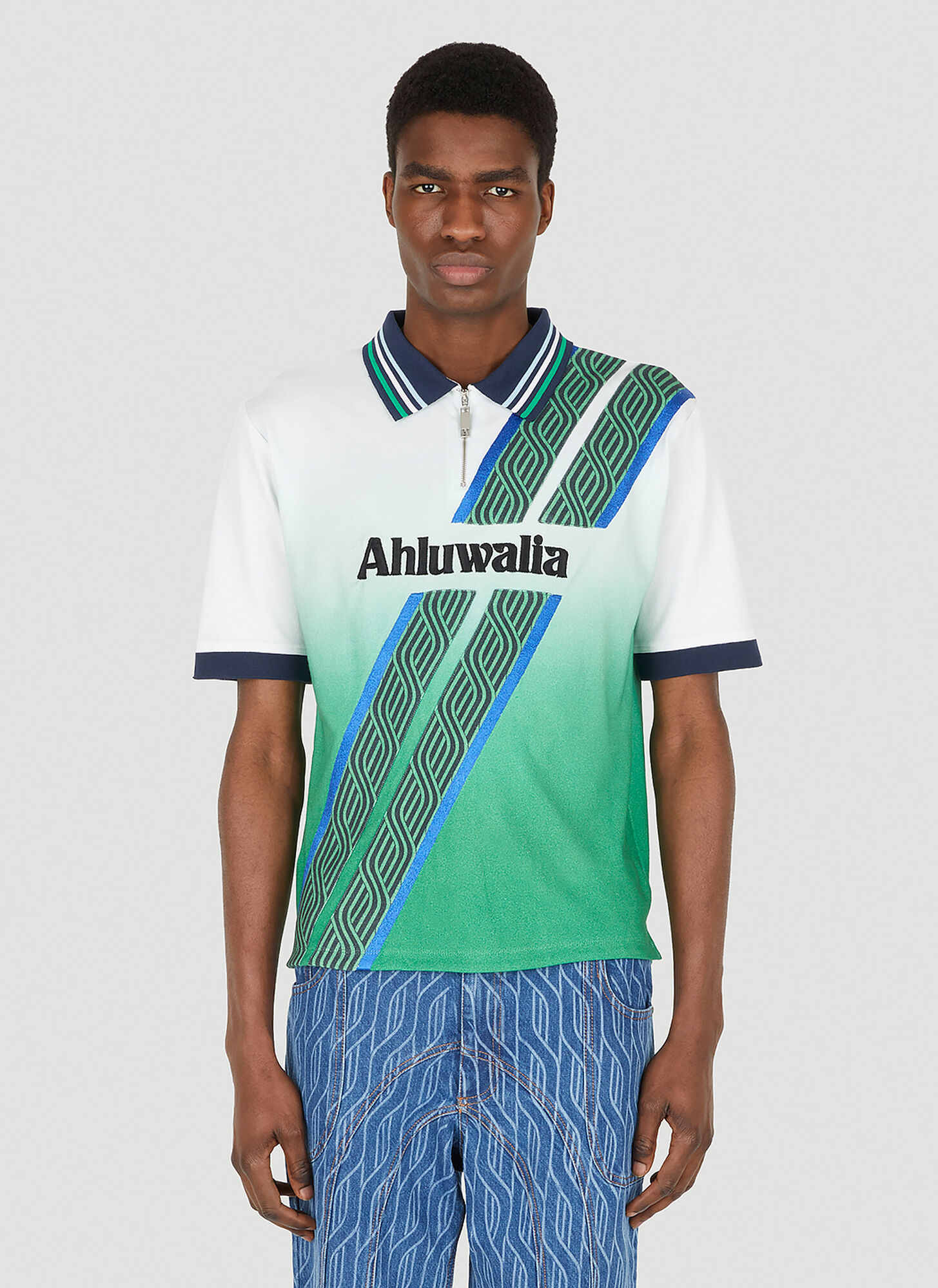 Shop Ahluwalia Short Sleeve Football Polo In Green