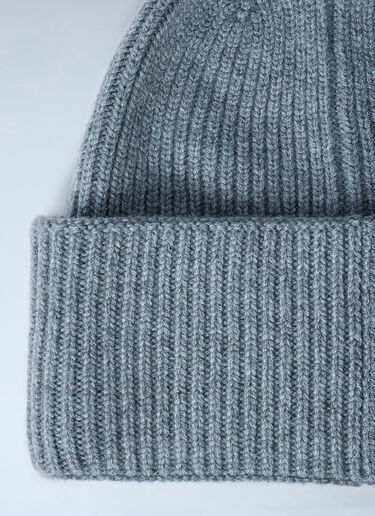 Max Mara Logo Motif Beanie Hat Light Grey max0262035