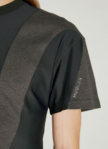 二種類の素材製 T シャツ Mugler 二種類の素材製 T シャツ ブラック mug0154004