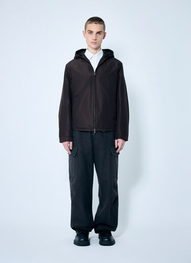 Prada Silk Hooded Jacket Brown pra0159035