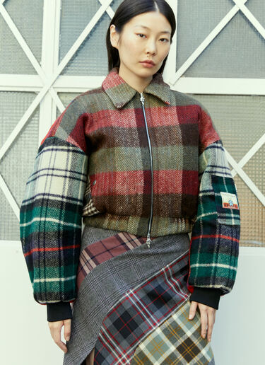 Rave Review Simone Tartan Cropped Bomber Jacket Red rav0254002