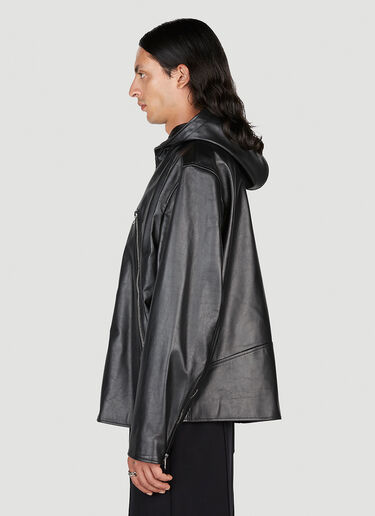 MM6 Maison Margiela Leather Hooded Jacket Black mmm0153002