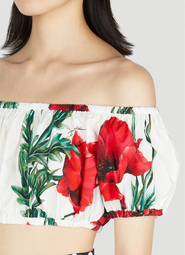 Dolce & Gabbana Poppy Print Bardot Top Red dol0251015