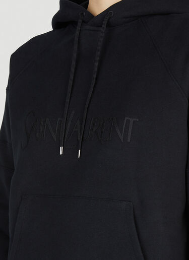 Saint Laurent Embroidered Logo Hooded Sweatshirt Black sla0252007