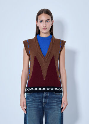 Marni Geometric Knit Sleeveless Vest Brown mni0265003