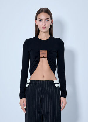Jean Paul Gaultier Ruched Logo Cropped Top Black jpg0266013