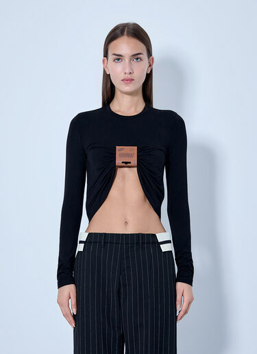 LN-CC® - Jean Paul Gaultier: Ruched Logo Cropped Top - Black Jean Paul Gaultier Ruched Logo Cropped Top Black jpg0266013
