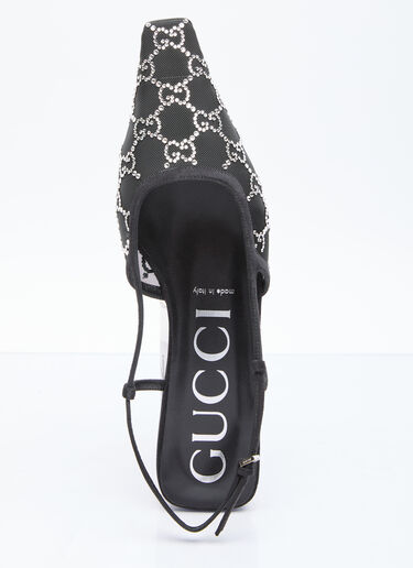 Gucci GG Crystal Slingback Flats Black guc0255061