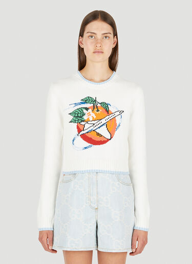 Casablanca Orbit Autour De L'Orange Sweater White cbl0250004