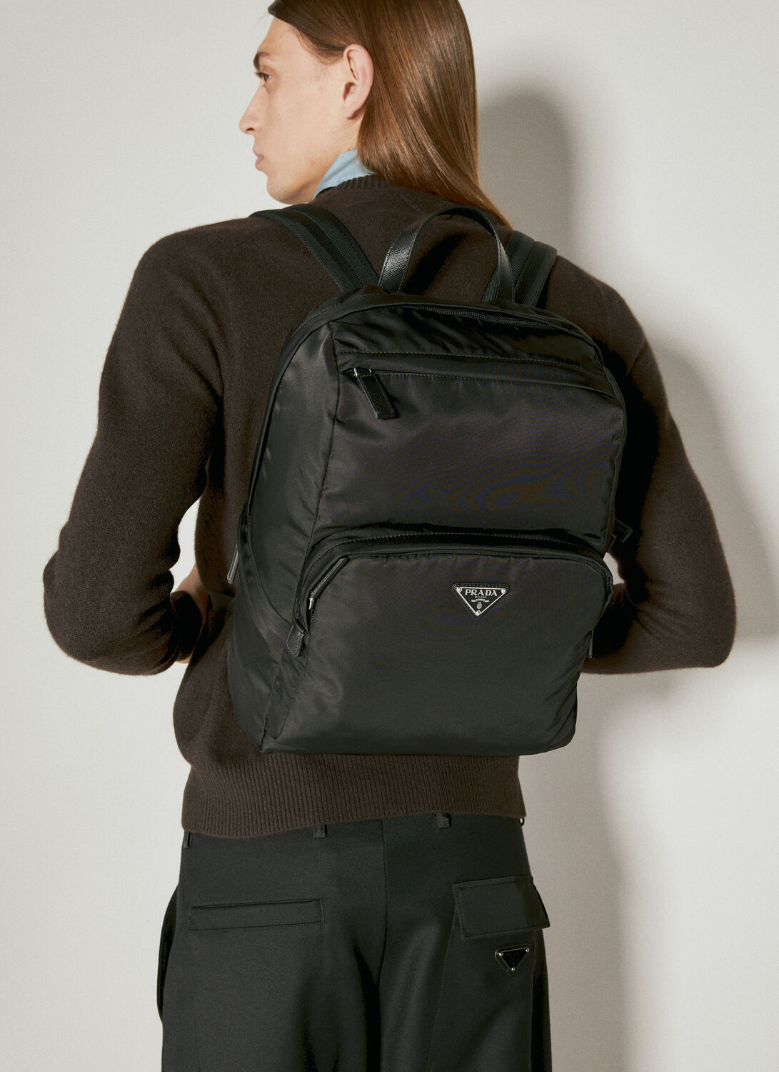 Prada Re-nylon And Saffiano Leather Backpack In Black
