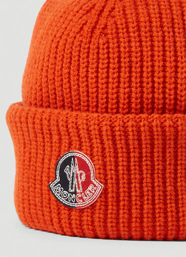 2 Moncler 1952 Logo Patch Beanie Hat Orange mge0150014