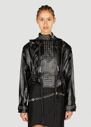 Rabanne Eyelet Biker Jacket Black pac0252010